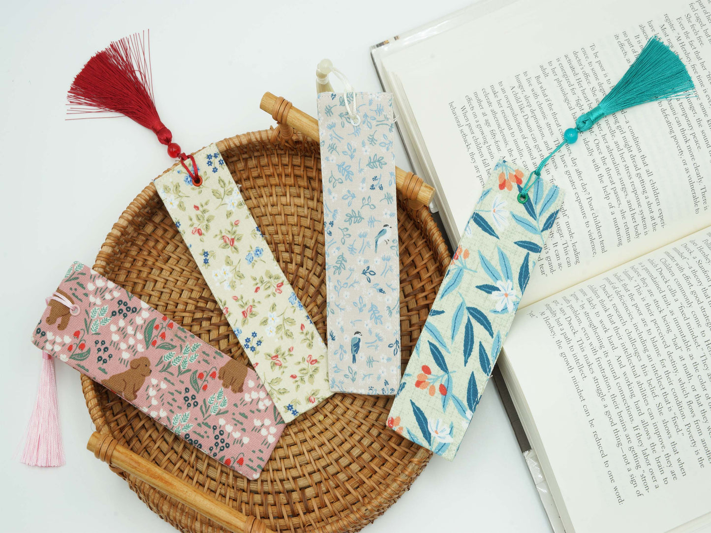 Retro Flower Fabric Bookmark