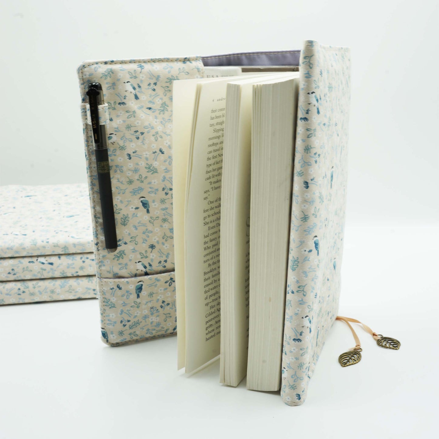 Birds in Forest Book Cover, Fabric Dust Jacket