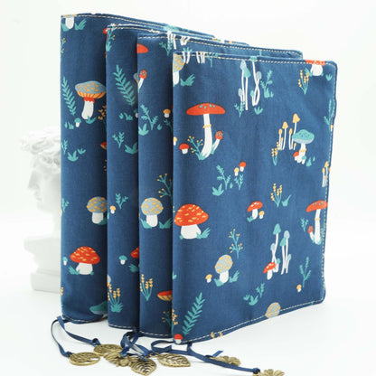 Mushroom Village Book Cover, Fabric Dust Jacket