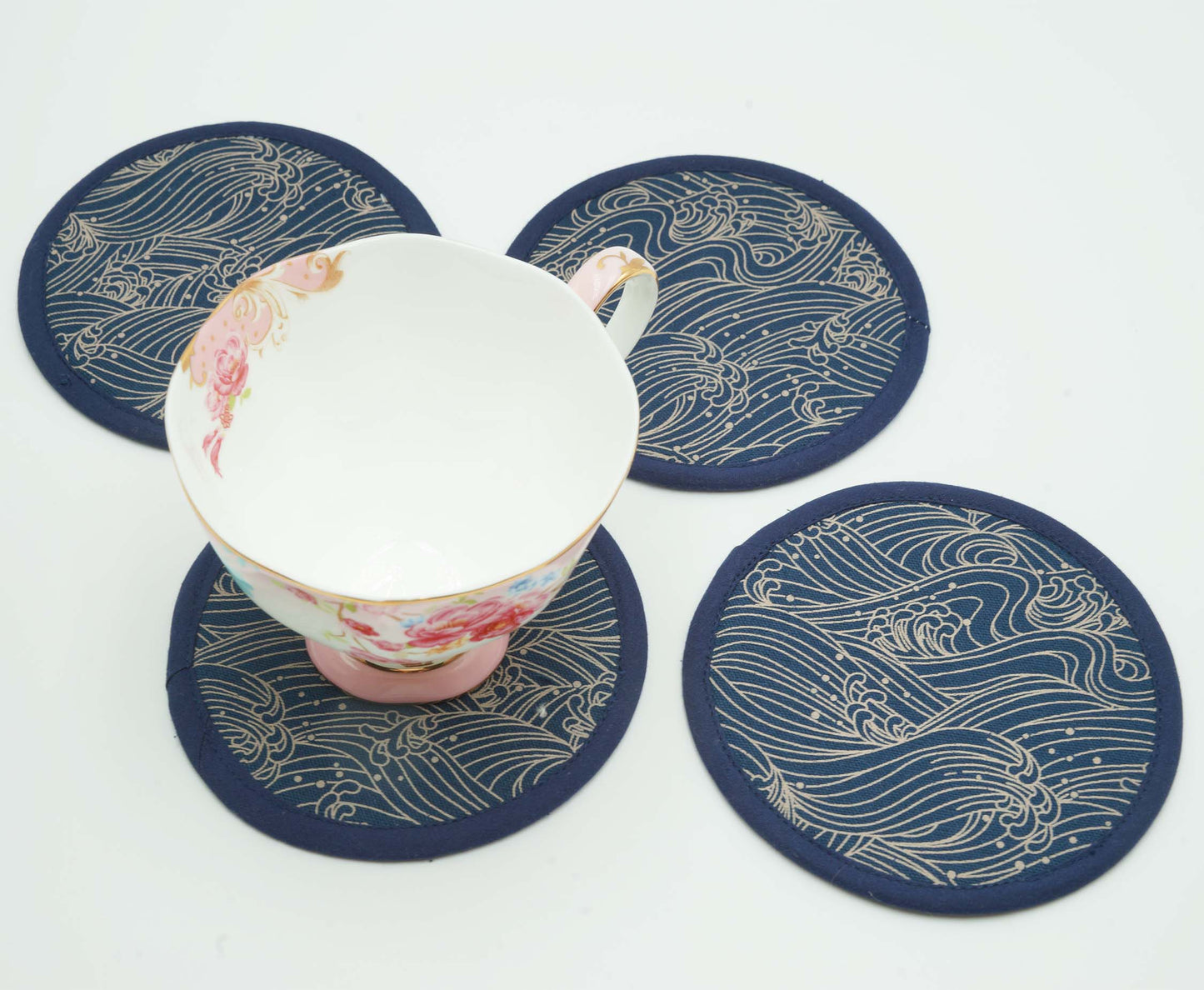 Japanese Ukiyo-e Round Fabric Coasters Set