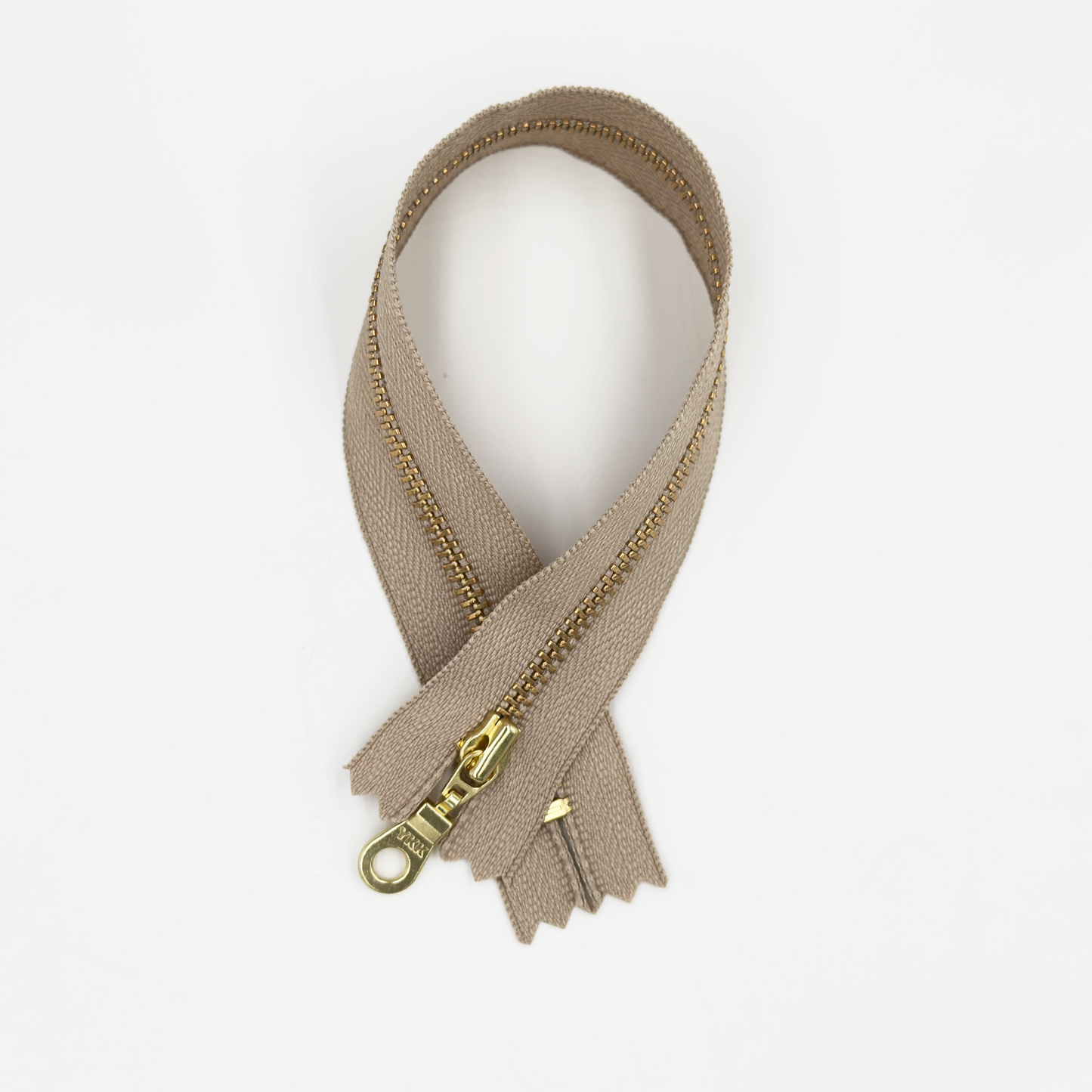 YKK Size 3 Khaki Gray Brass Zipper l Donut Pull