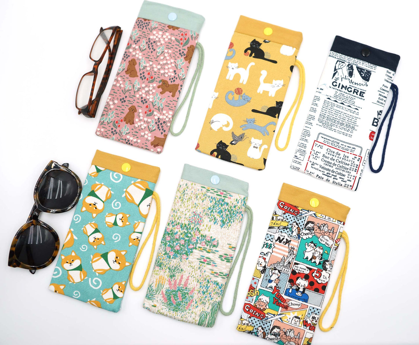 Playing Cats Fabric Glasses Case