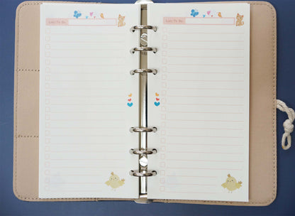 Weekly A6 Printed Planner Inserts, 6-Hole Punch, 45 Sheets (90 pgs)