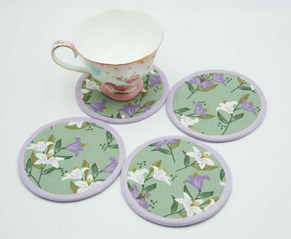 Madonna Lily Round Fabric Coasters Set