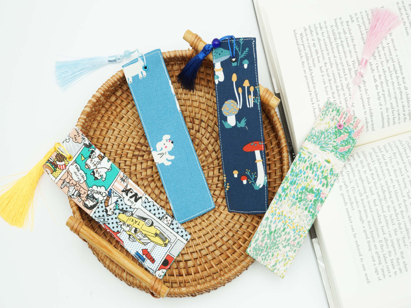 Shy Dog Fabric Bookmark