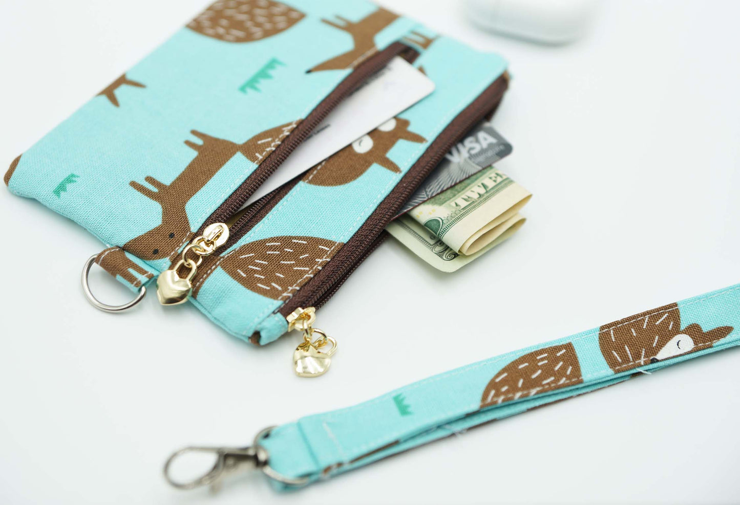 Squirrel Coin Pouch, Double Zipper Wallet, Purse for ID Cards