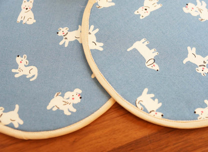 Shy Dog Trivet, Round Fabric Potholder