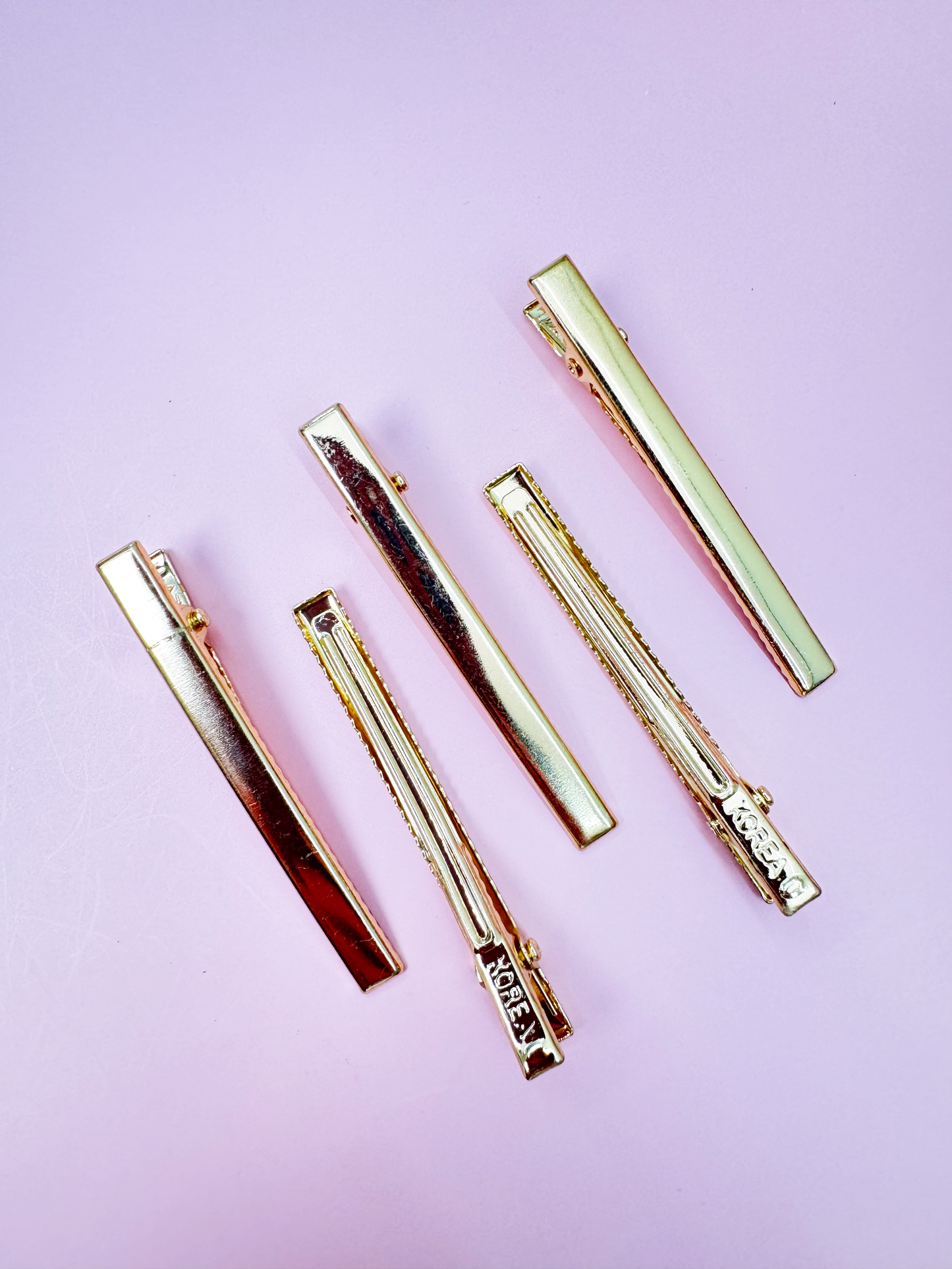 Narrow Gold Alligator Hair Clip Base, 6 PCS
