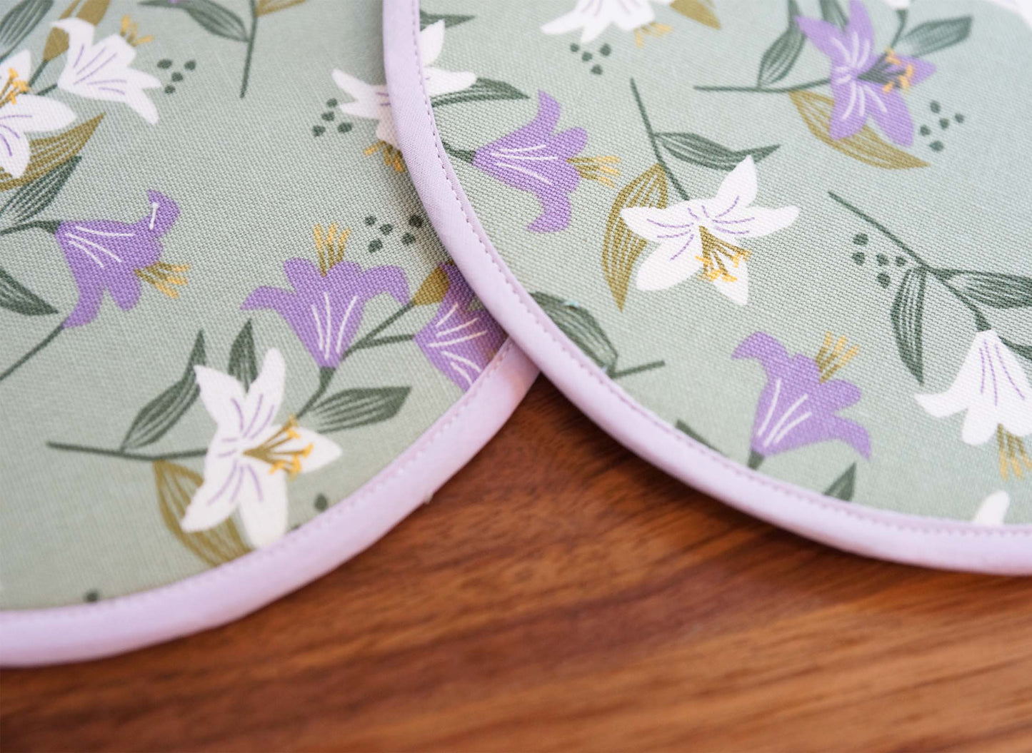 Madonna Lily Trivet, Round Fabric Potholder