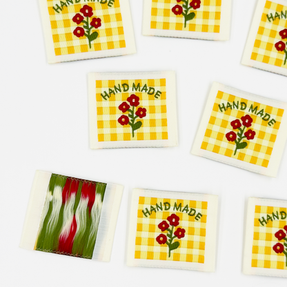 Yellow Check Handmade Woven Labels