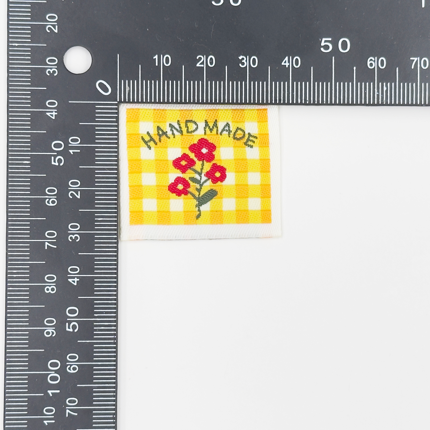Yellow Check Handmade Woven Labels