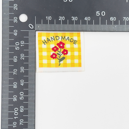 Yellow Check Handmade Woven Labels
