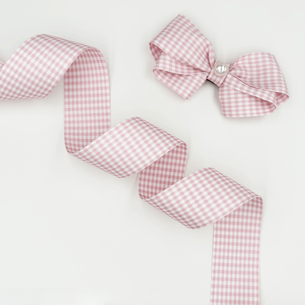 1.5'' Double Faced Light Pink Check Ribbon