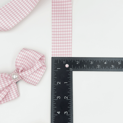 1.5'' Double Faced Light Pink Check Ribbon
