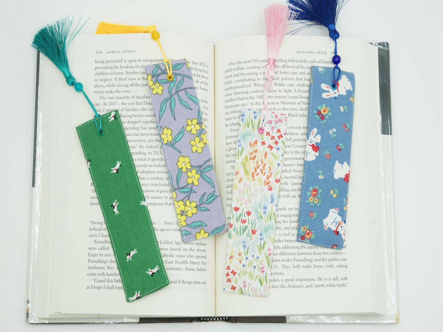 White Rabbit Fabric Bookmark