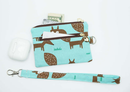 Squirrel Coin Pouch, Double Zipper Wallet, Purse for ID Cards