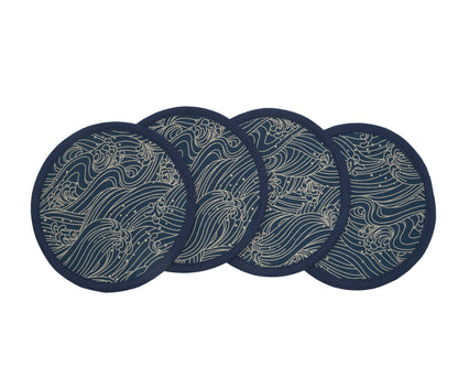 Japanese Ukiyo-e Round Fabric Coasters Set