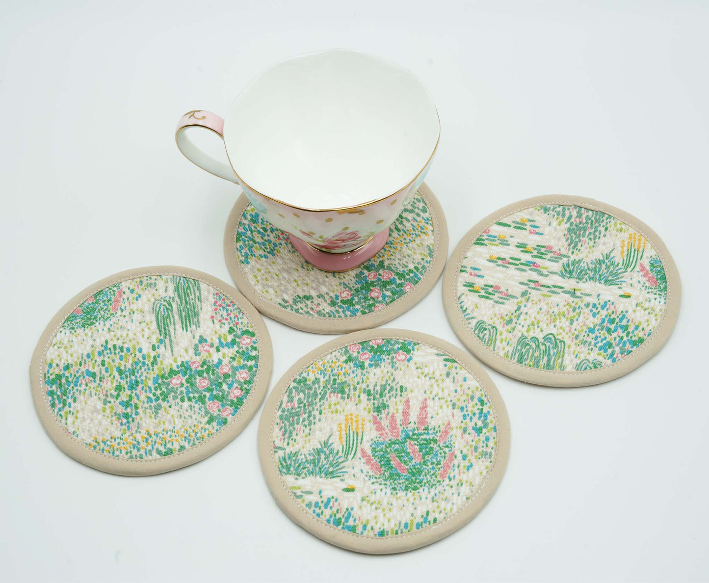 Giverny Round Fabric Coasters Set