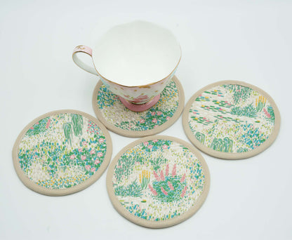 Giverny Round Fabric Coasters Set