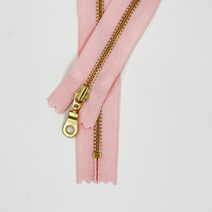 YKK Size 3 Nude Pink Brass Zipper l Donut Pull