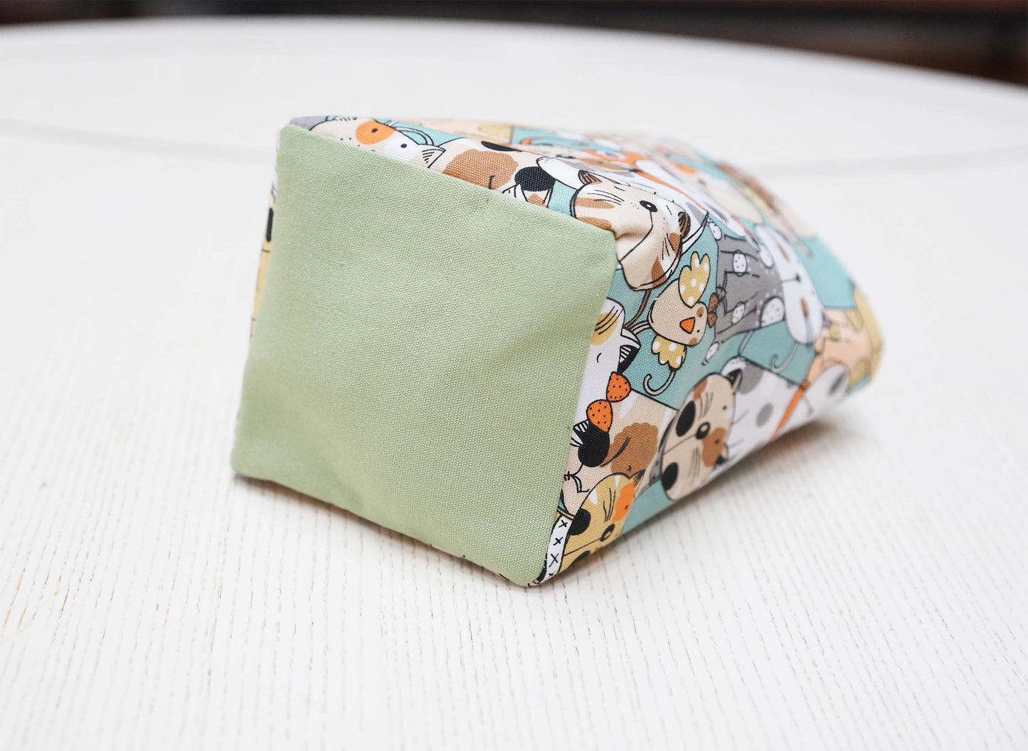 Curious Cats Fabric Basket with Leather Hang Loop