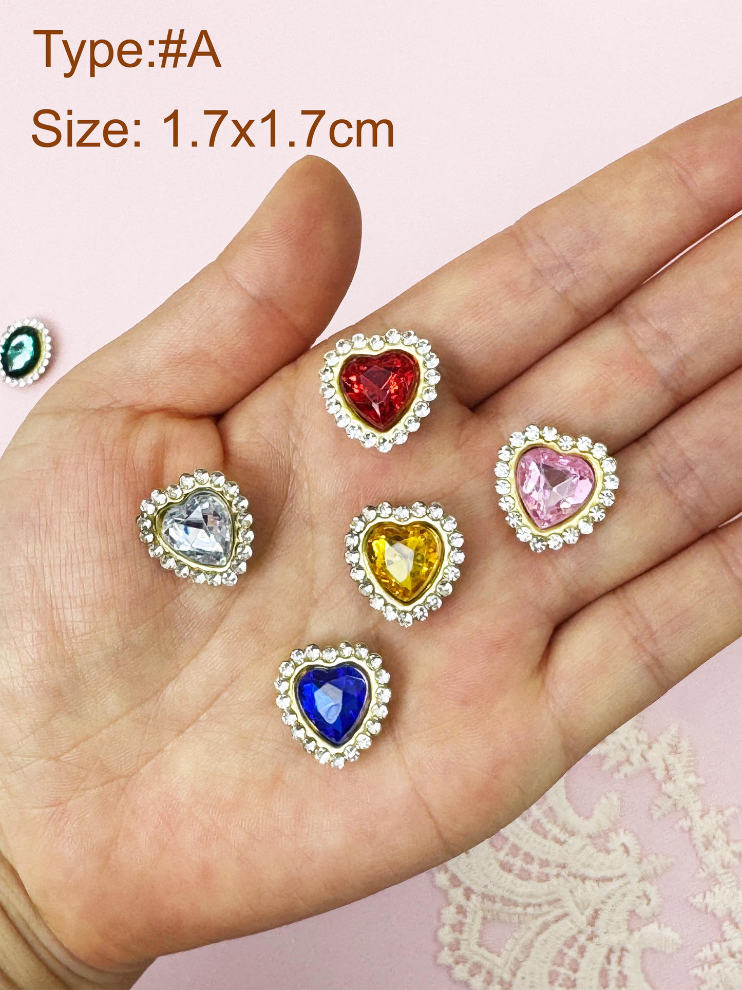 Rhinestone Heart Button, DIY Crystal Gem