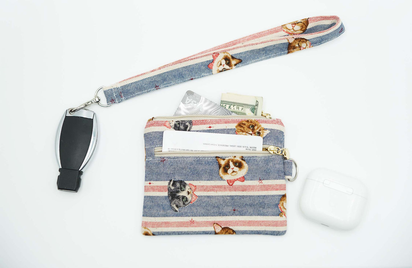 Cats Coin Pouch, Double Zipper Wallet, Purse for ID Cards