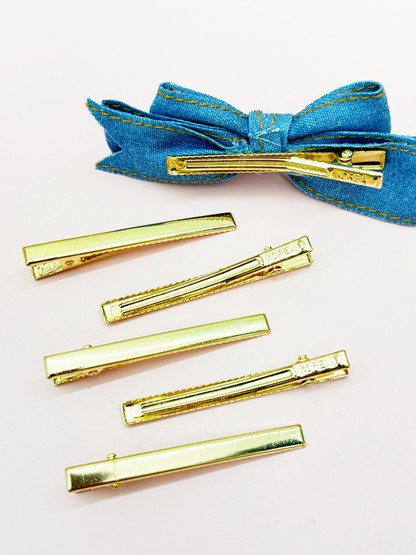 Narrow Gold Alligator Hair Clip Base, 6 PCS