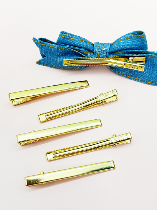Narrow Gold Alligator Hair Clip Base, 6 PCS