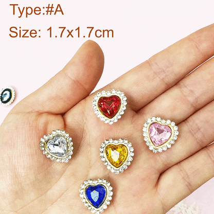 Rhinestone Heart Button, DIY Crystal Gem