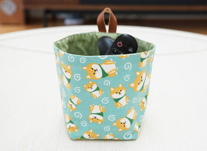 Akita Fabric Basket with Leather Hang Loop