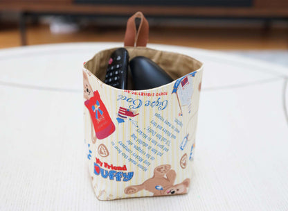 Bears Fabric Basket with Leather Hang Loop