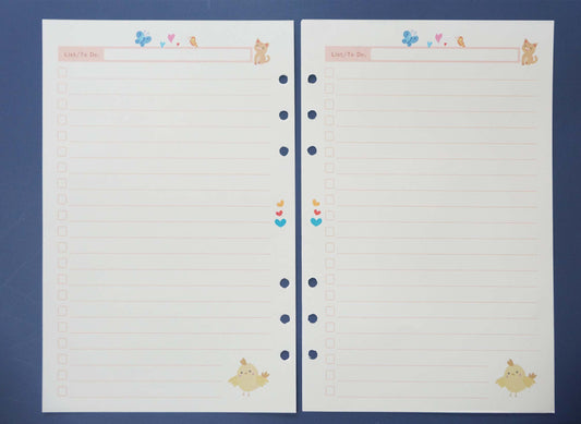 Daily To Do List A5 Printed Planner Inserts, 6-Hole Punch, 45 Sheets (90 pgs)