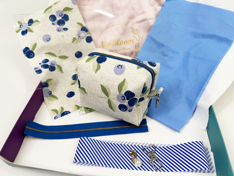 Cube Zipper Pouch Sewing Kit - Blueberry
