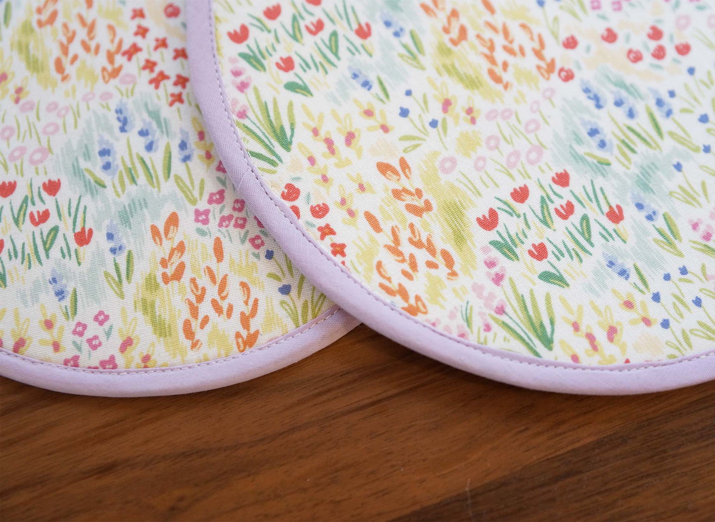 Blurry Garden Trivet, Round Fabric Potholder