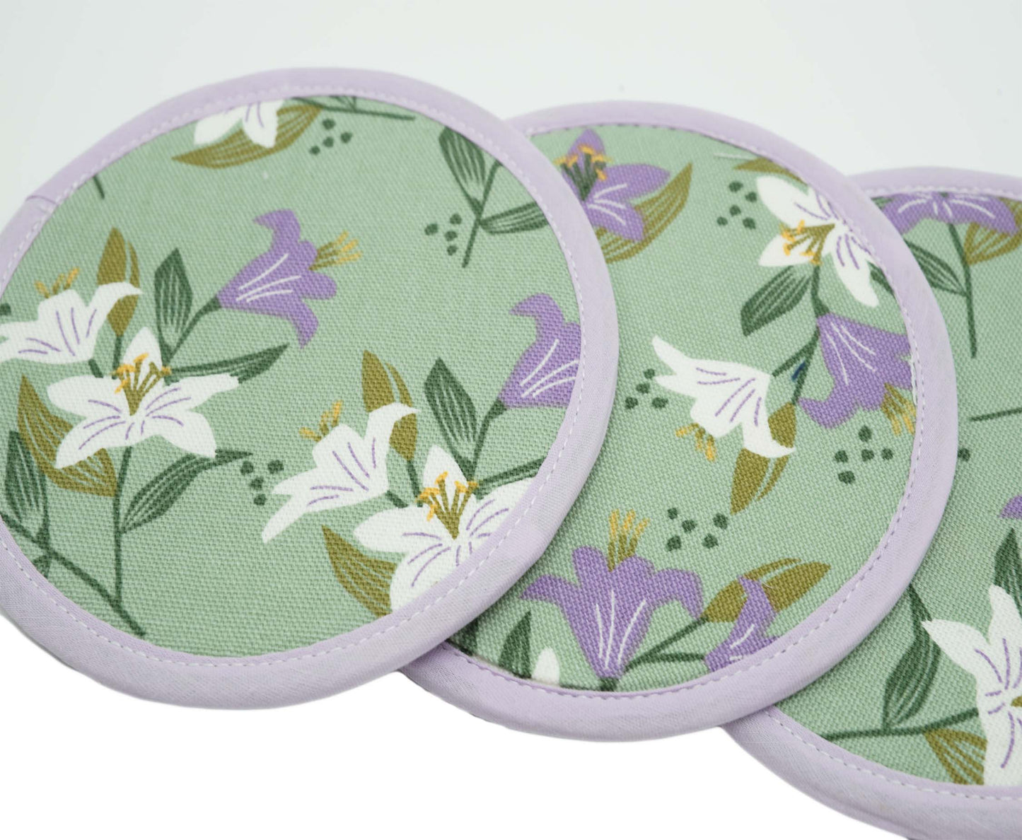 Madonna Lily Round Fabric Coasters Set