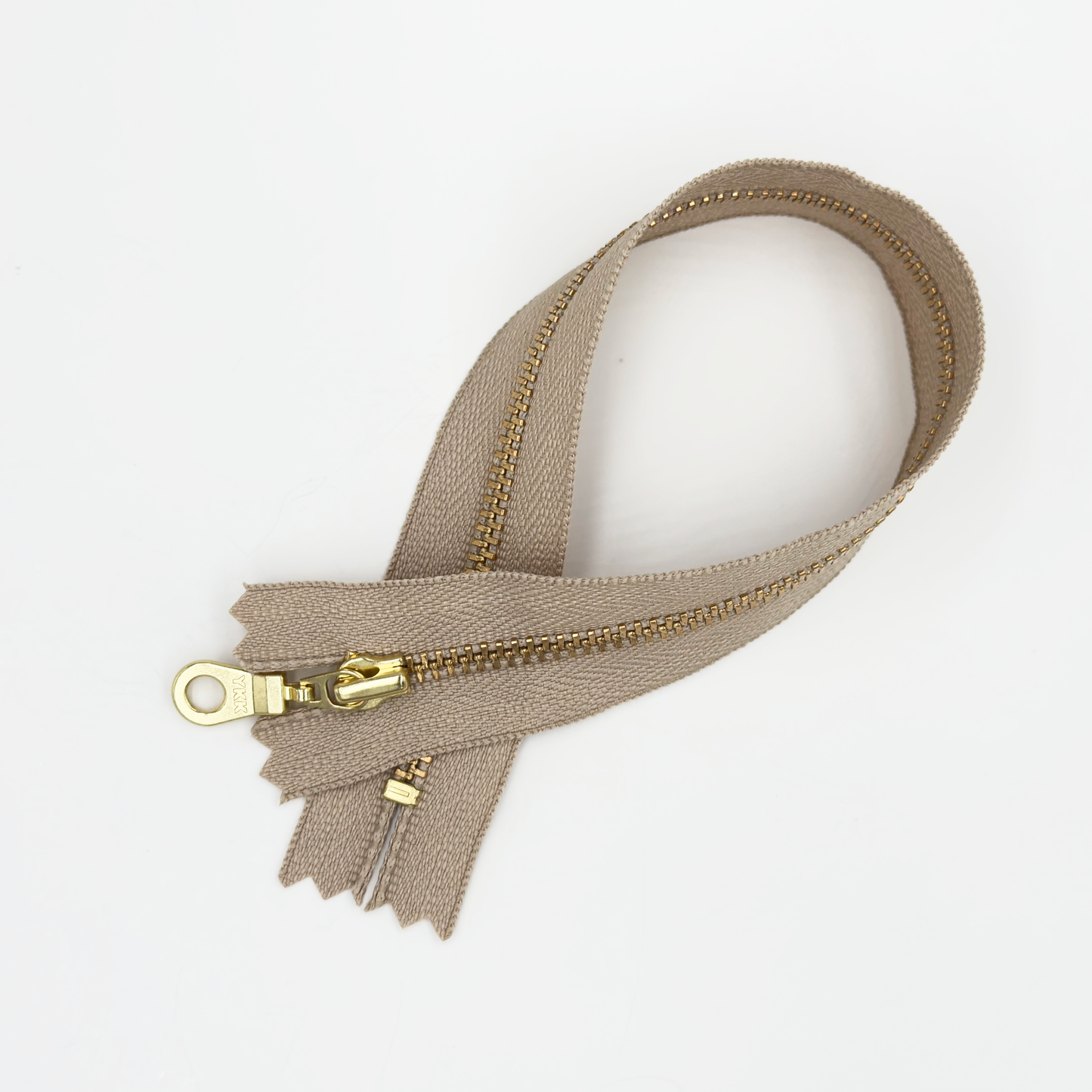 YKK Size 3 Khaki Gray Brass Zipper l Donut Pull