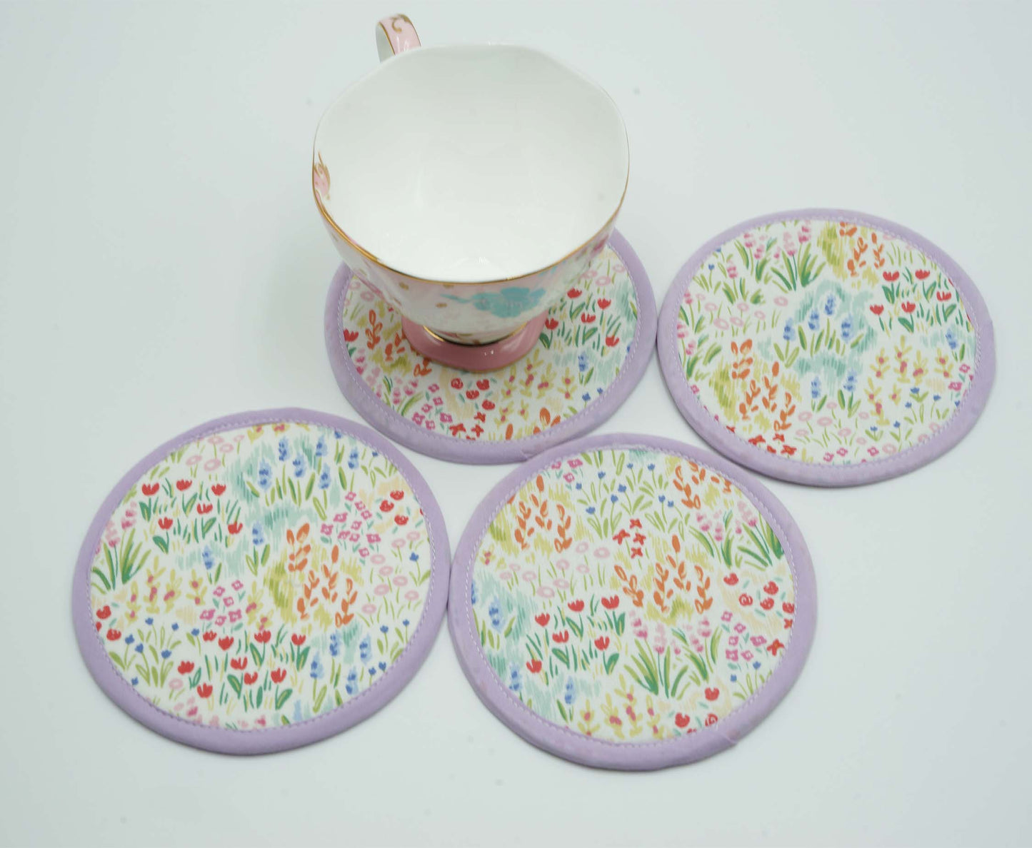 Blurry Garden Round Fabric Coasters Set