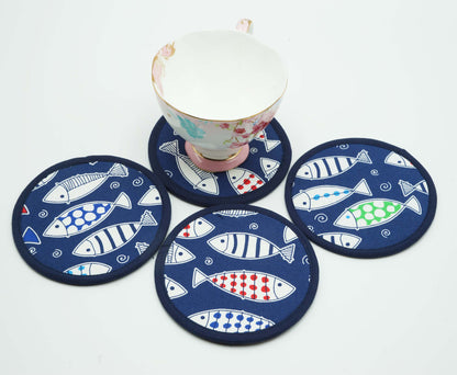 Fish Market Round Fabric Coasters Set