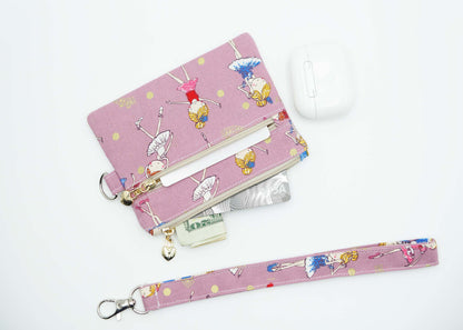 Ballerina Girl Coin Pouch, Double Zipper Wallet, Purse for ID Cards