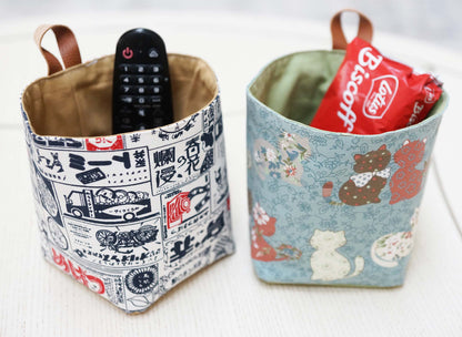 Japan Life Fabric Basket with Leather Hang Loop