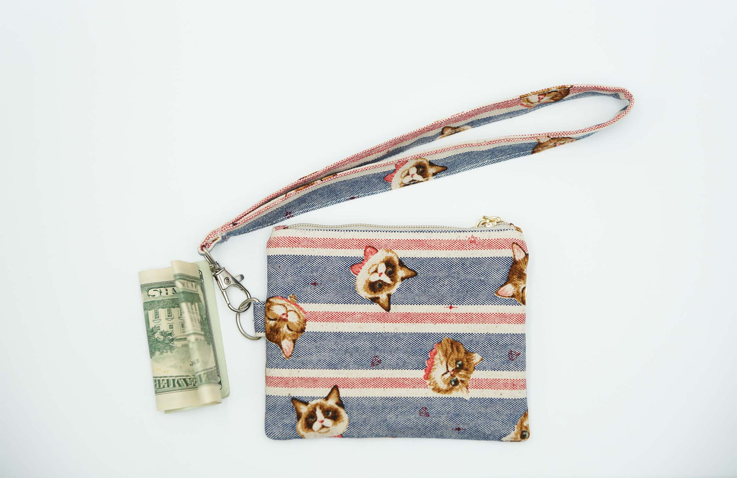 Cats Coin Pouch, Double Zipper Wallet, Purse for ID Cards