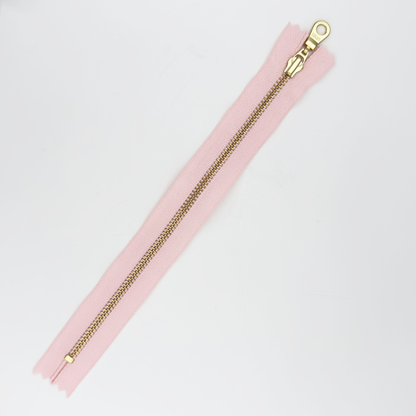 YKK Size 3 Nude Pink Brass Zipper l Donut Pull