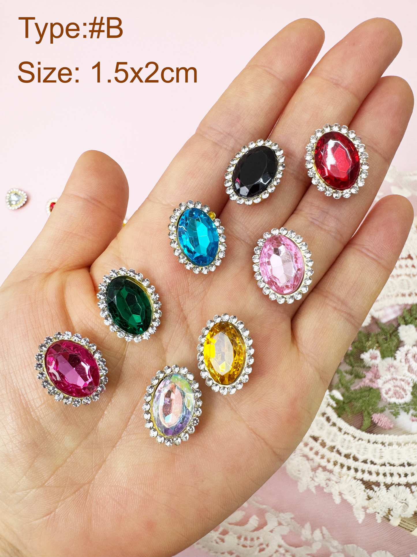 Rhinestone Heart Button, DIY Crystal Gem