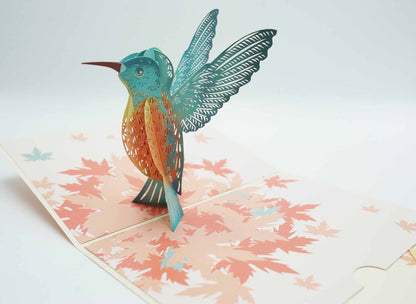 Hummingbird Pop-Up Greeting Card - Happy Birthday, Thank You, Wedding, Anniversary, Valentine's Day Cards