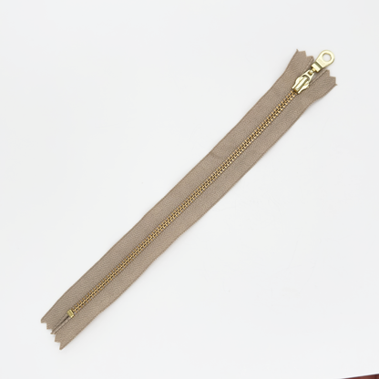 YKK Size 3 Khaki Gray Brass Zipper l Donut Pull