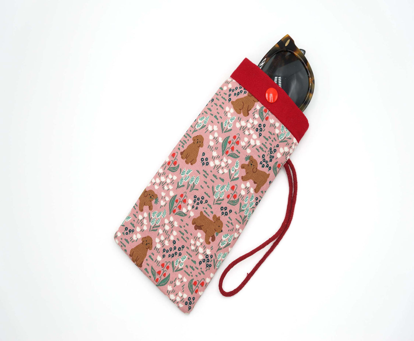 Brown Puppy Fabric Glasses Case