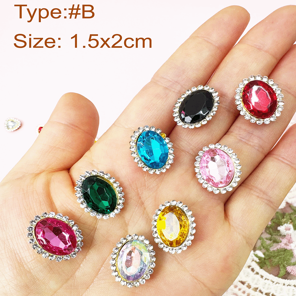Rhinestone Heart Button, DIY Crystal Gem