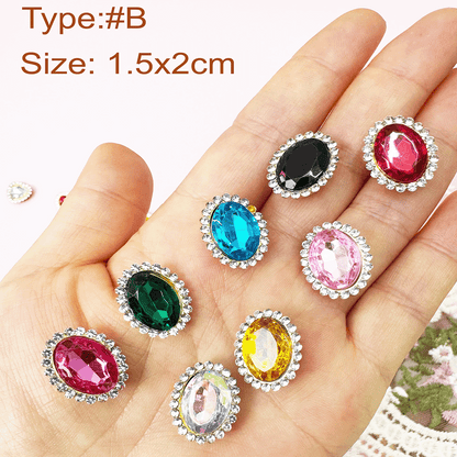 Rhinestone Heart Button, DIY Crystal Gem