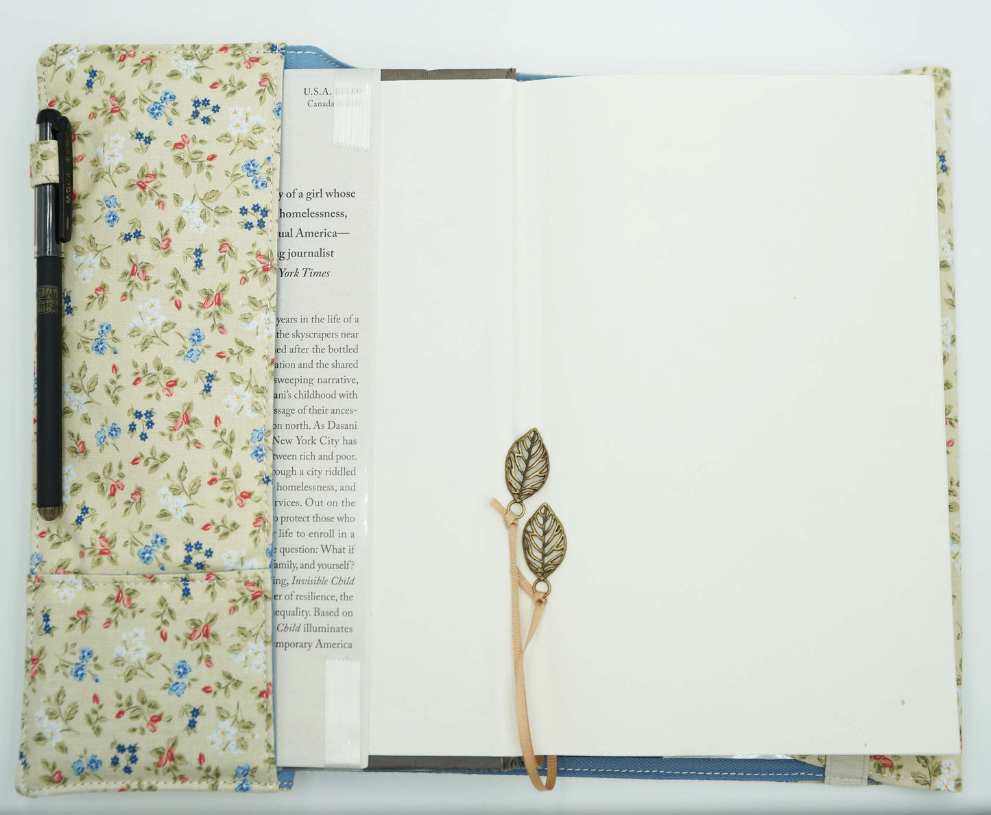 Retro Flower Book Cover, Fabric Dust Jacket